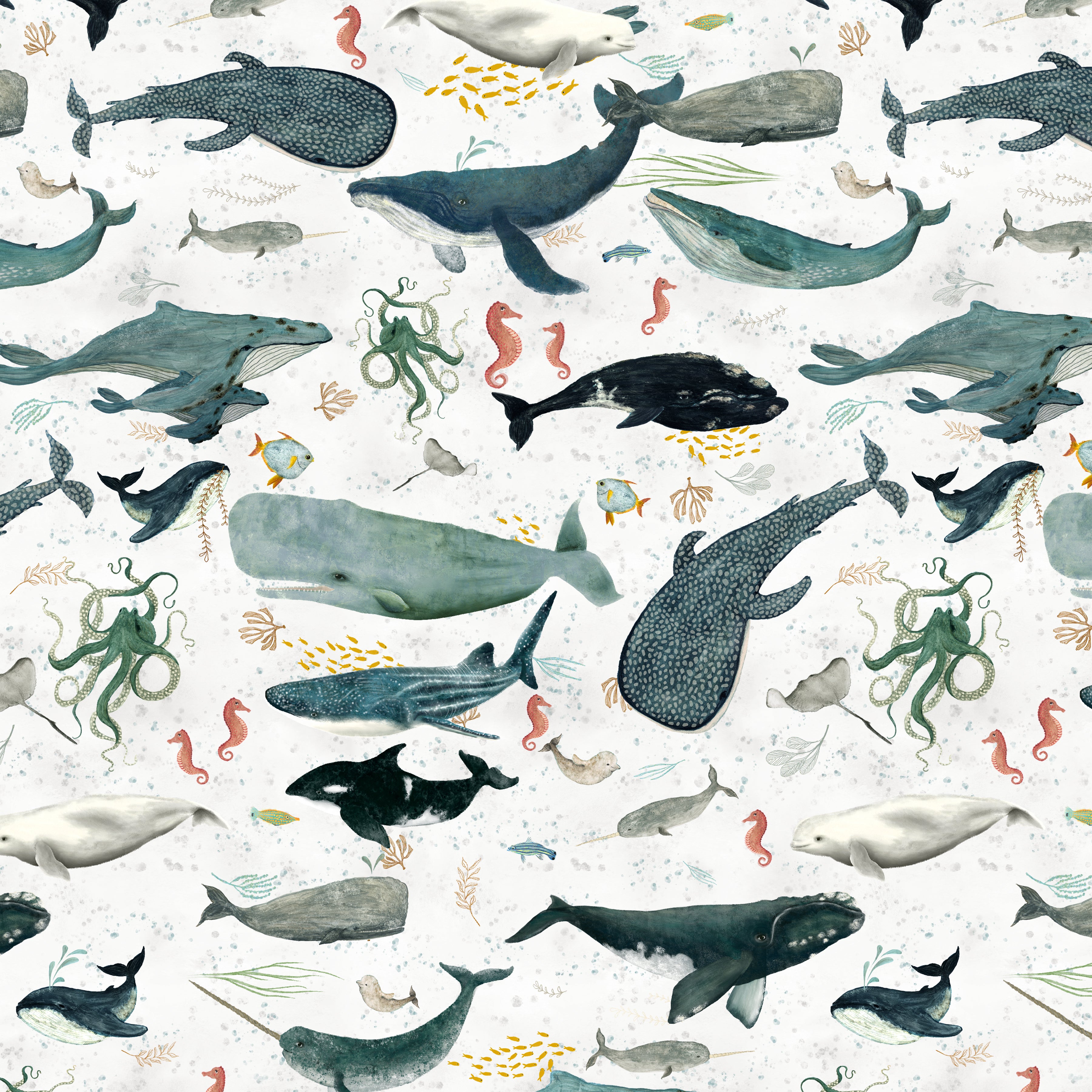 Deep Blue | Creatures of the Sea - Foam by Katherine Quinn for Windham Fabrics | 55255D-2