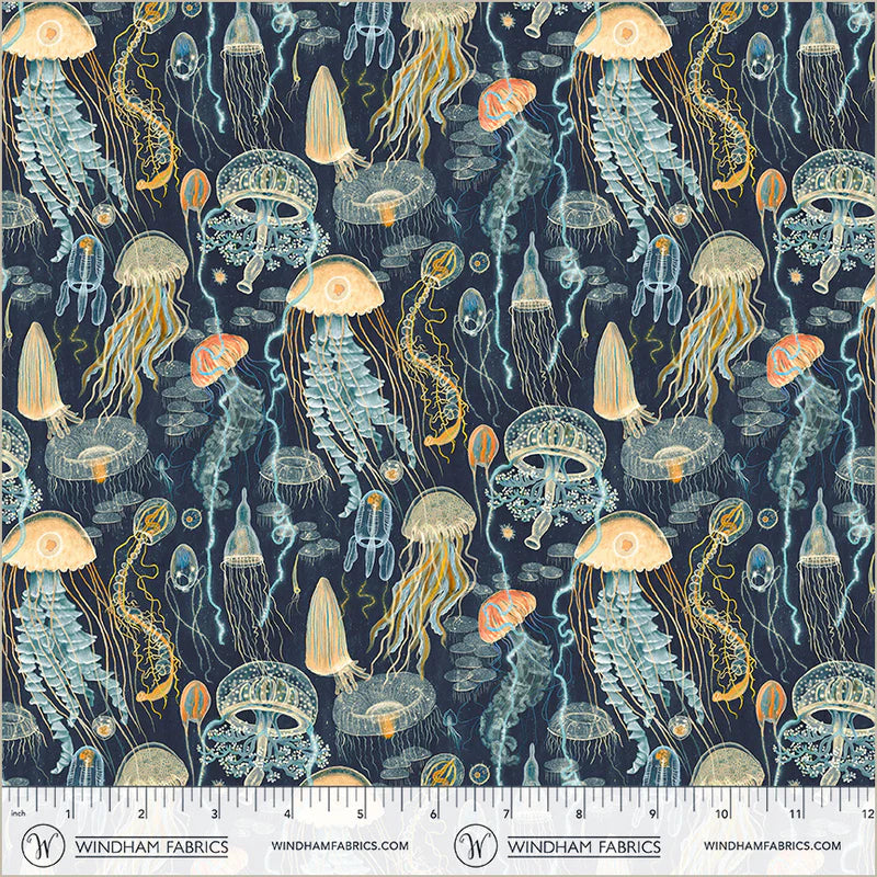 Deep Blue | Jellyfish Field - Deep Blue by Katherine Quinn for Windham Fabrics | 55259D-1