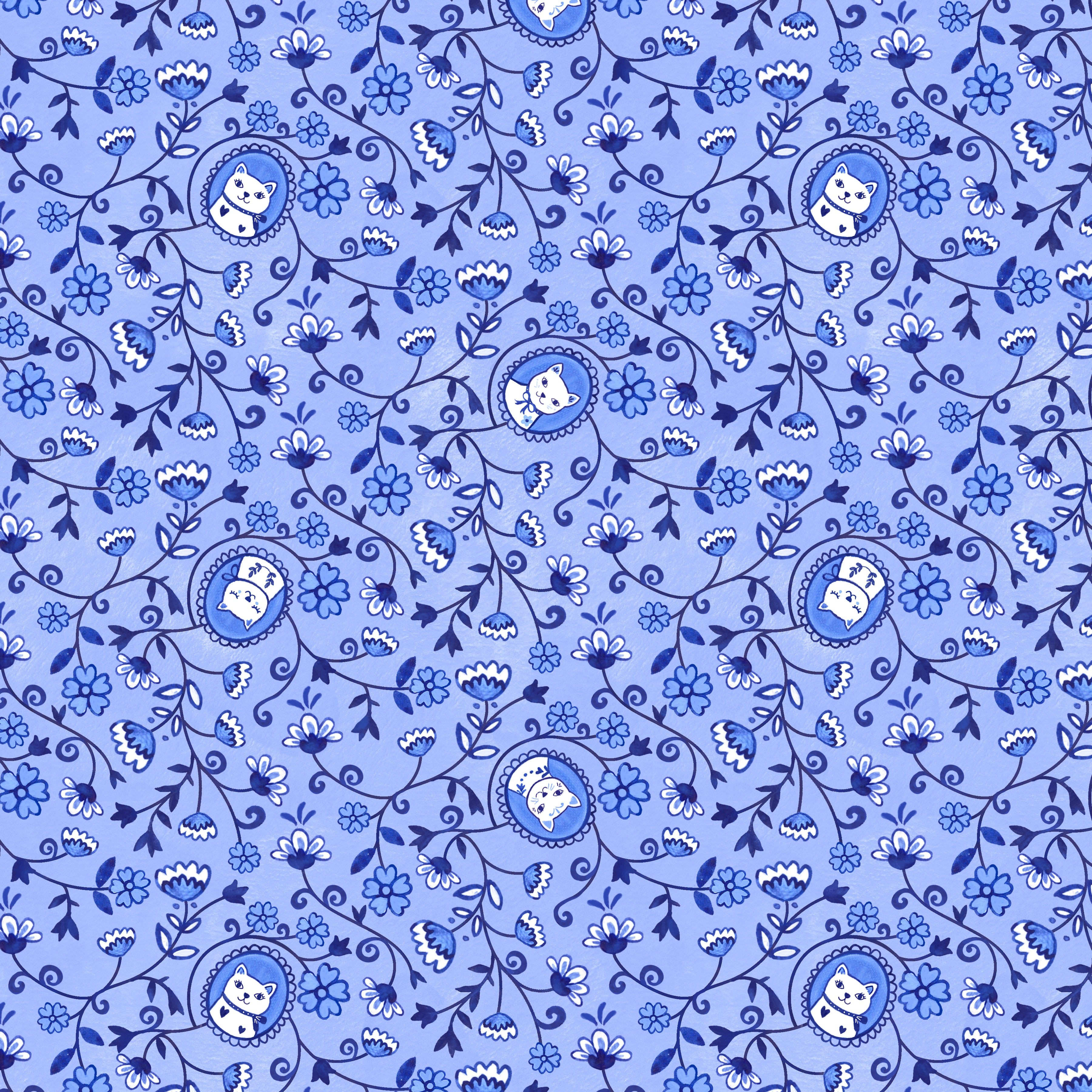 Chateau Meow | Purry Portraits - Sky by Whistler Studios for Windham Fabrics | 55343-2
