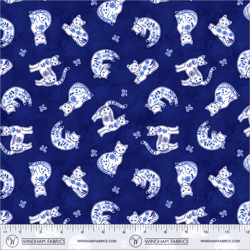 Chateau Meow | Purrcelain Cats - Royal by Whistler Studios for Windham Fabrics | 55344-3