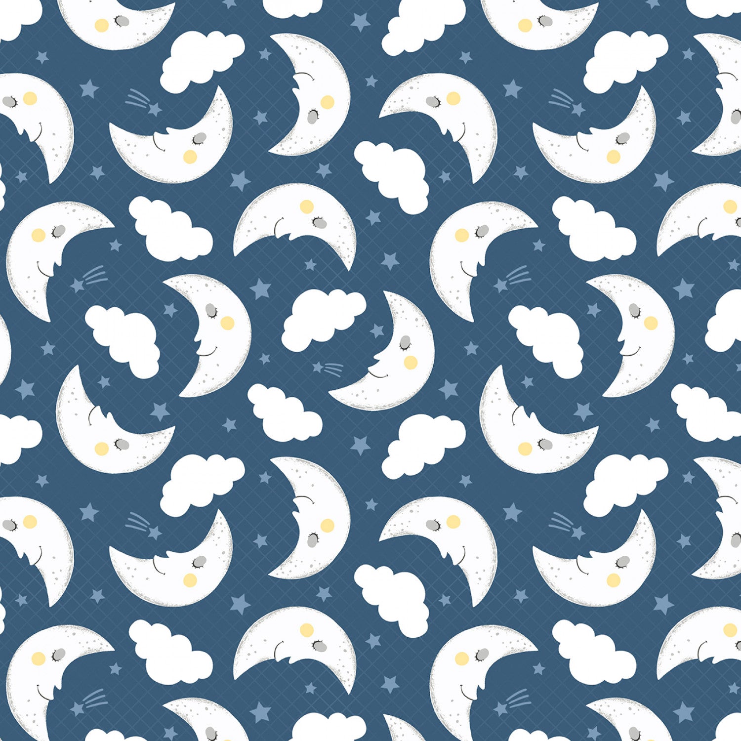 Baby's Adventure | Navy Moon & Cloud Toss by Arrolynn Weiderhold for Wilmington Prints | 69309-441