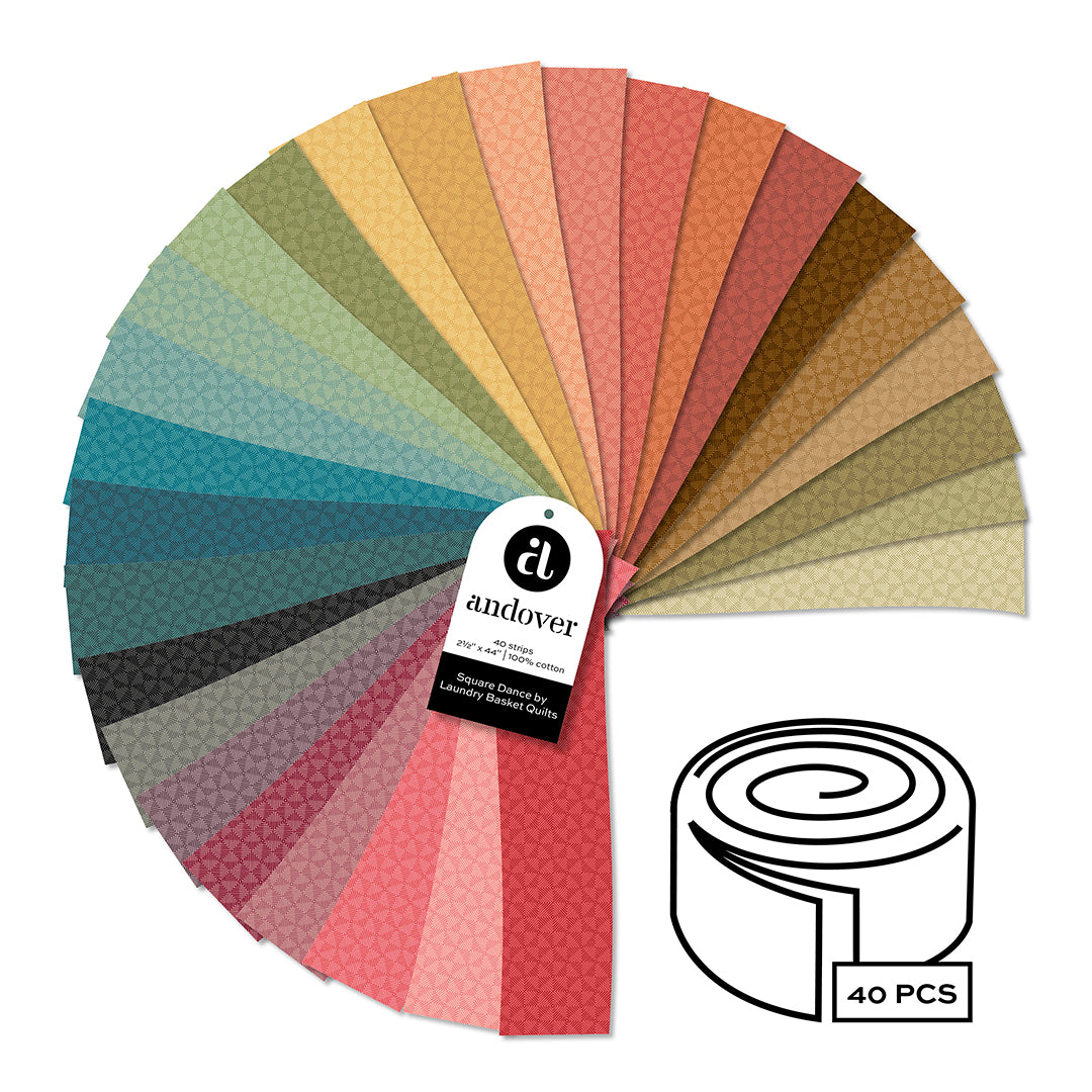 Square Dance | 2.5" Strip Roll by Laundry Basket Quilts for Andover Fabrics | 40 pcs