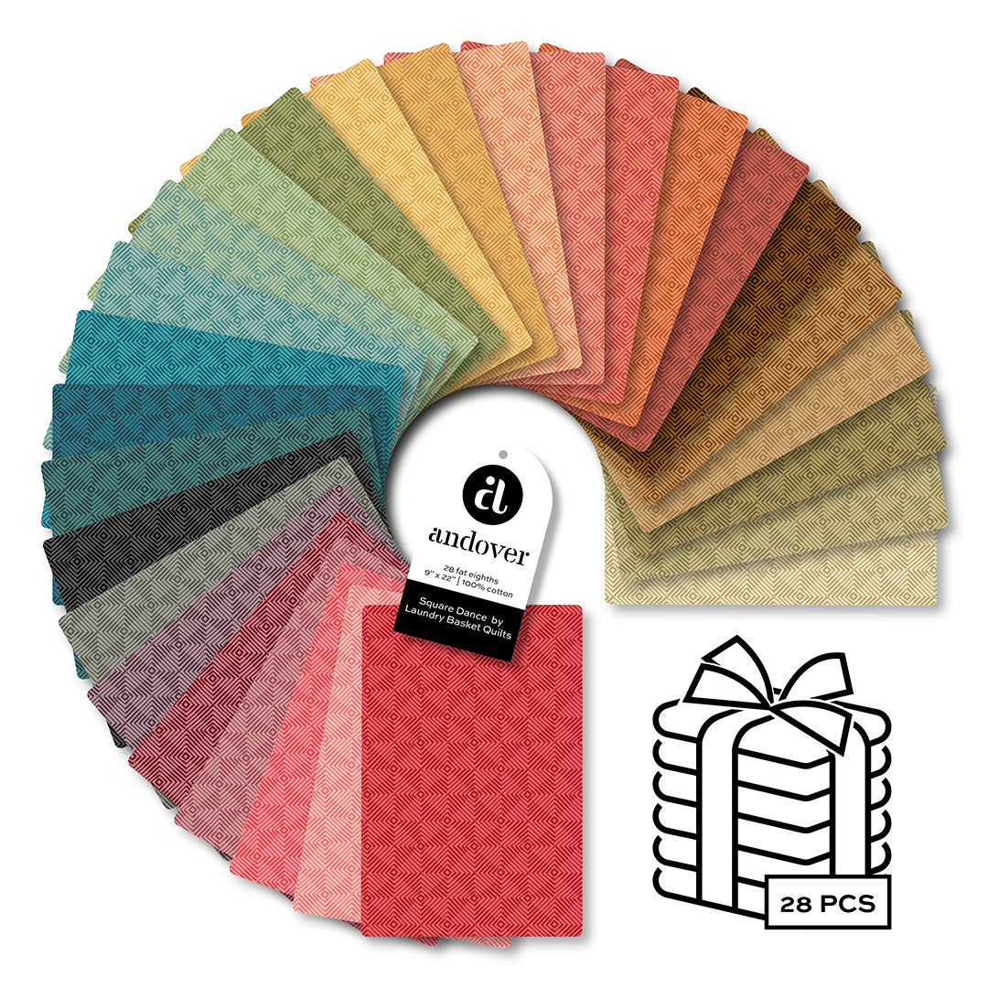 Square Dance | Fat Eighth Bundle by Laundry Basket Quilts for Andover Fabrics | 28 pcs