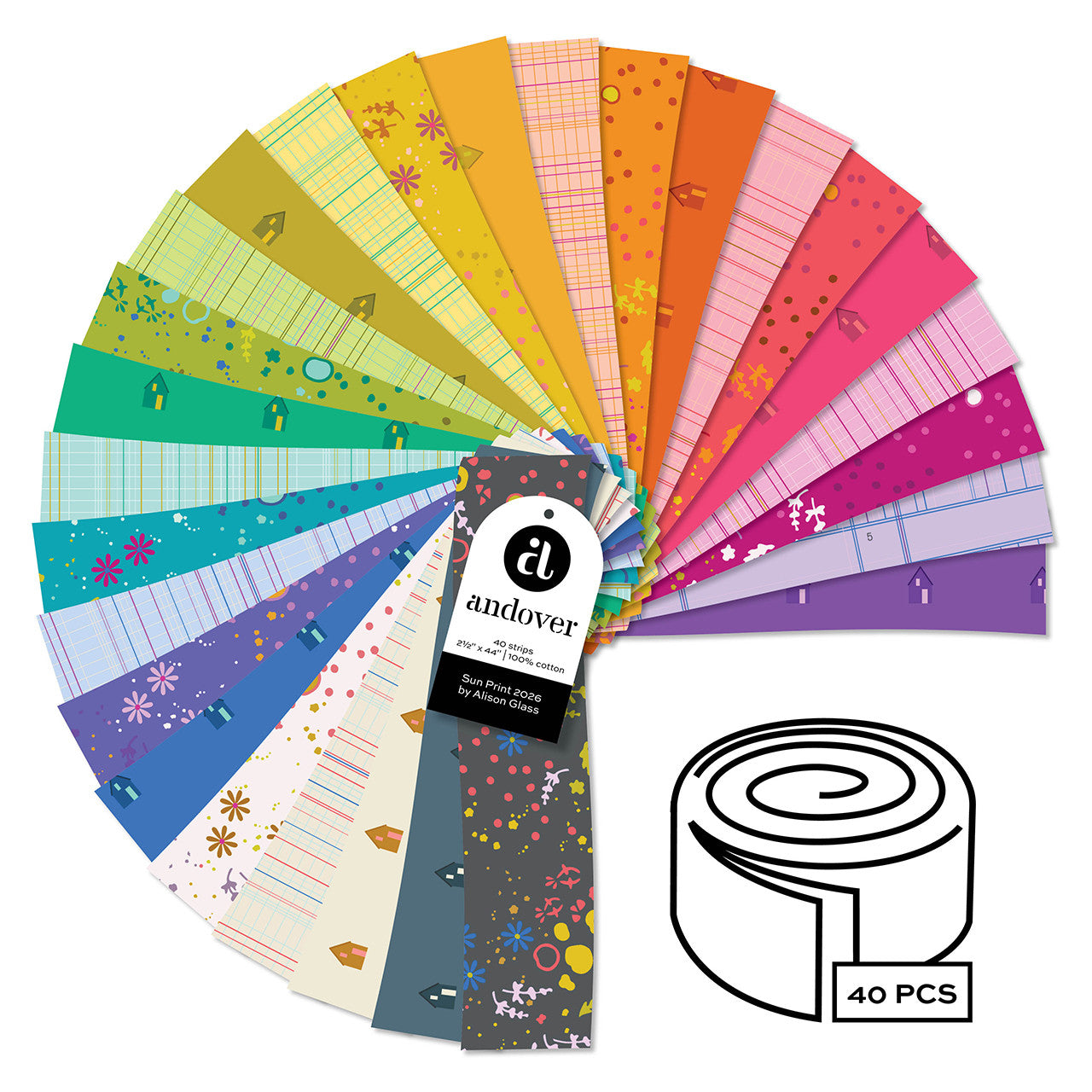 Sun Print 2026 | 2.5" Strip Roll by Alison Glass for Andover Fabrics | 40 pcs