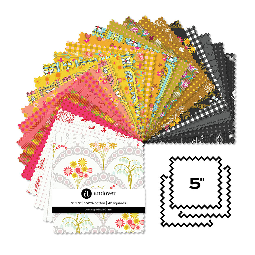 Jinny | 5" Charm Pack by Alison Glass for Andover Fabrics | 42 pcs | 100% Cotton