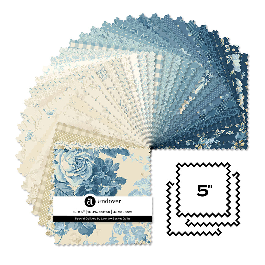 Special Delivery | 5" Charm Pack by Laundry Basket Quilts for Andover Fabrics | 42 pcs | 100% Cotton