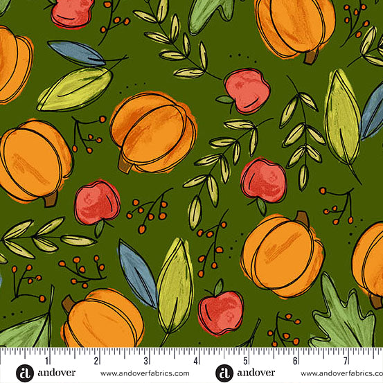 Harvest Home | Bountiful Harvest - Forest by Amy Latta for Andover Fabrics | A-10112-G