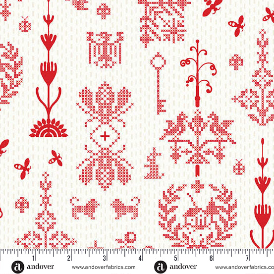 Jinny | Redwork Cherry by Alison Glass for Andover Fabrics | A-10334-R