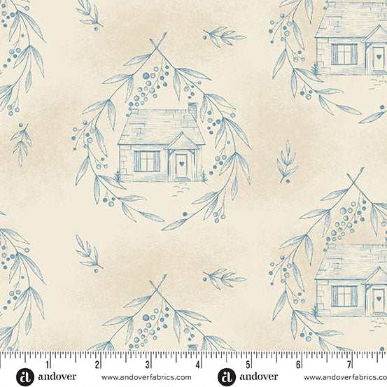 Special Delivery | Cozy Cottage Blue Willow by Laundry Basket Quilts for Andover Fabrics | A-10469-BL