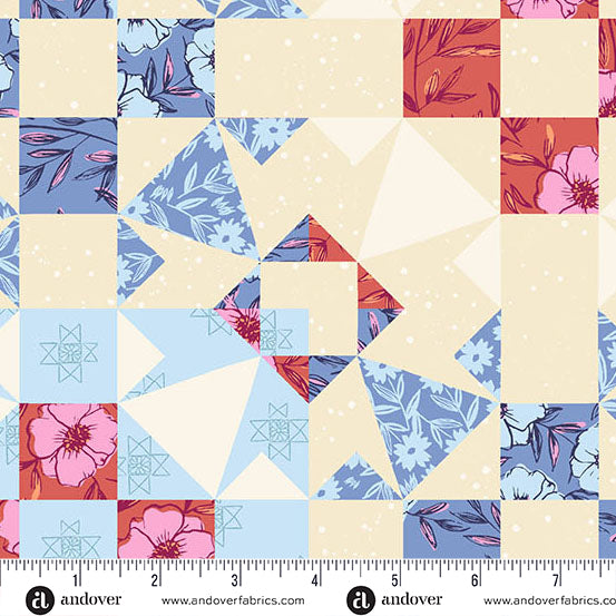 Petals and Stitches | Denim Garden Blocks by Stephanie Organes for Andover Fabrics | A-1573-B