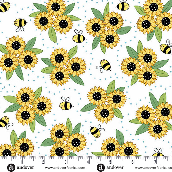 Sunny Honey | White Sunny Bouquet by Amy Latta Creations for Andover Fabrics | A-1575-L