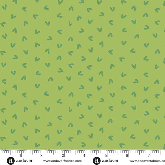 Sunny Honey | Green Hearts Aflutter by Amy Latta Creations for Andover Fabrics | A-1578-G