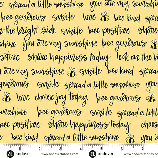Sunny Honey | Yellow Bee Positive by Amy Latta Creations for Andover Fabrics | A-1581-Y