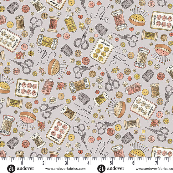 Atelier | Grey Notions by Makower UK for Andover Fabrics | MU132S