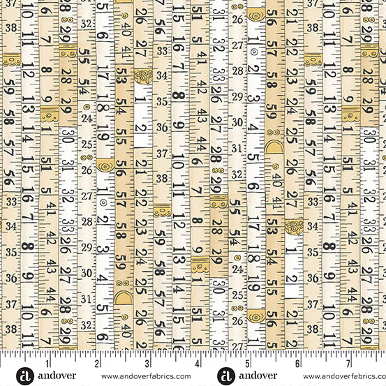Atelier | Cream Measurements by Makower UK for Andover Fabrics | MU136Q