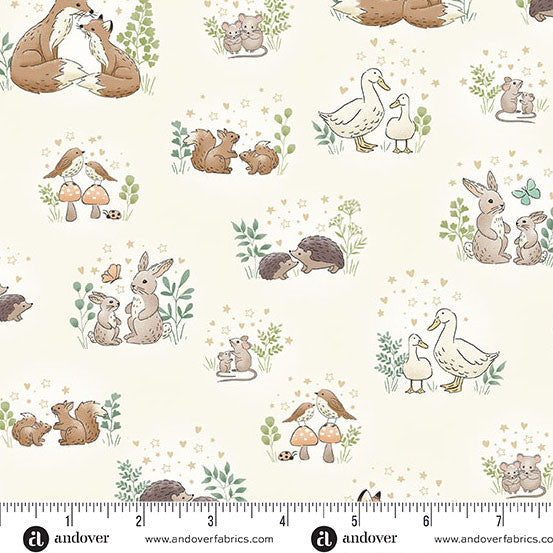 Little Ones | Hugs Cream by Makower UK for Andover Fabrics | MU-189-Q