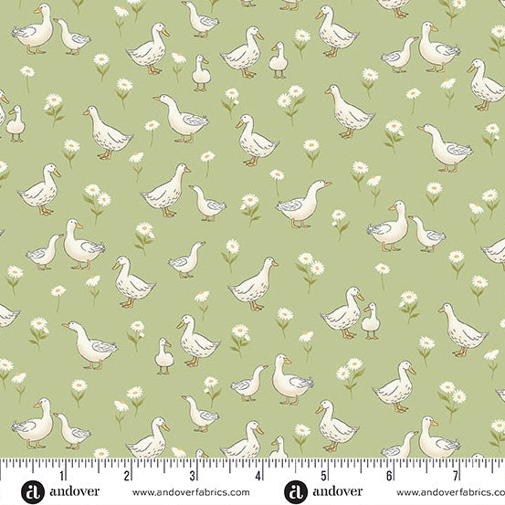 Little Ones | Ducks Green by Makower UK for Andover Fabrics | MU-190-G