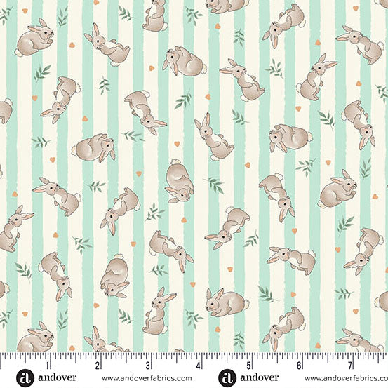 Little Ones | Bunnies Teal by Makower UK for Andover Fabrics | MU-191-T