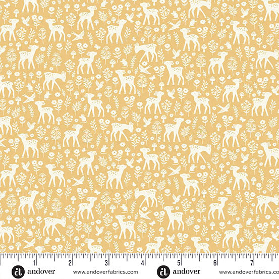 Little Ones | Deer Yellow by Makower UK for Andover Fabrics | MU-193-Y