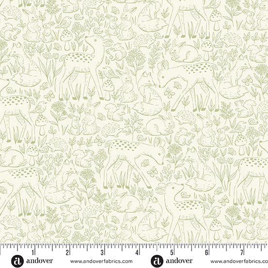 Little Ones | Etched Green by Makower UK for Andover Fabrics | MU-194-G