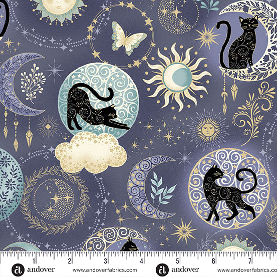 Charmed | Twilight - Blue by Makower UK for Andover Fabrics | MU-196-B