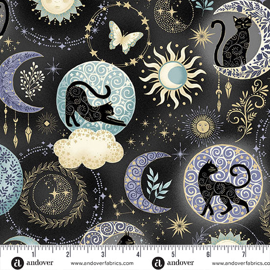 Charmed | Twilight - Black by Makower UK for Andover Fabrics | MU-196-X