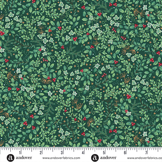Country Christmas | Evergreen Green by Makower UK for Andover Fabrics | MU-234-G