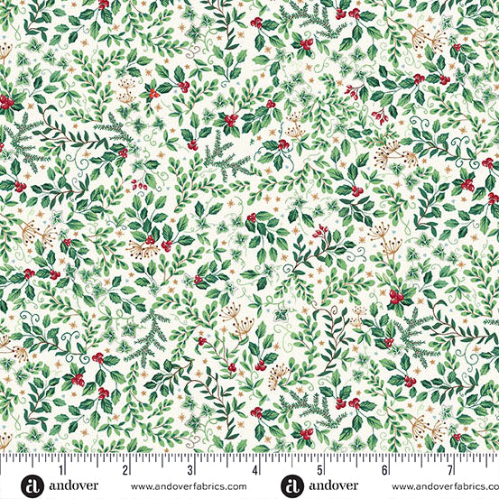 Country Christmas | Evergreen Cream by Makower UK for Andover Fabrics | MU-234-Q