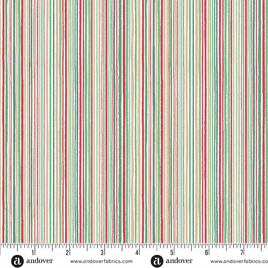 Country Christmas | Fine Stripe Cream by Makower Uk for Andover Fabrics | MU-237-Q