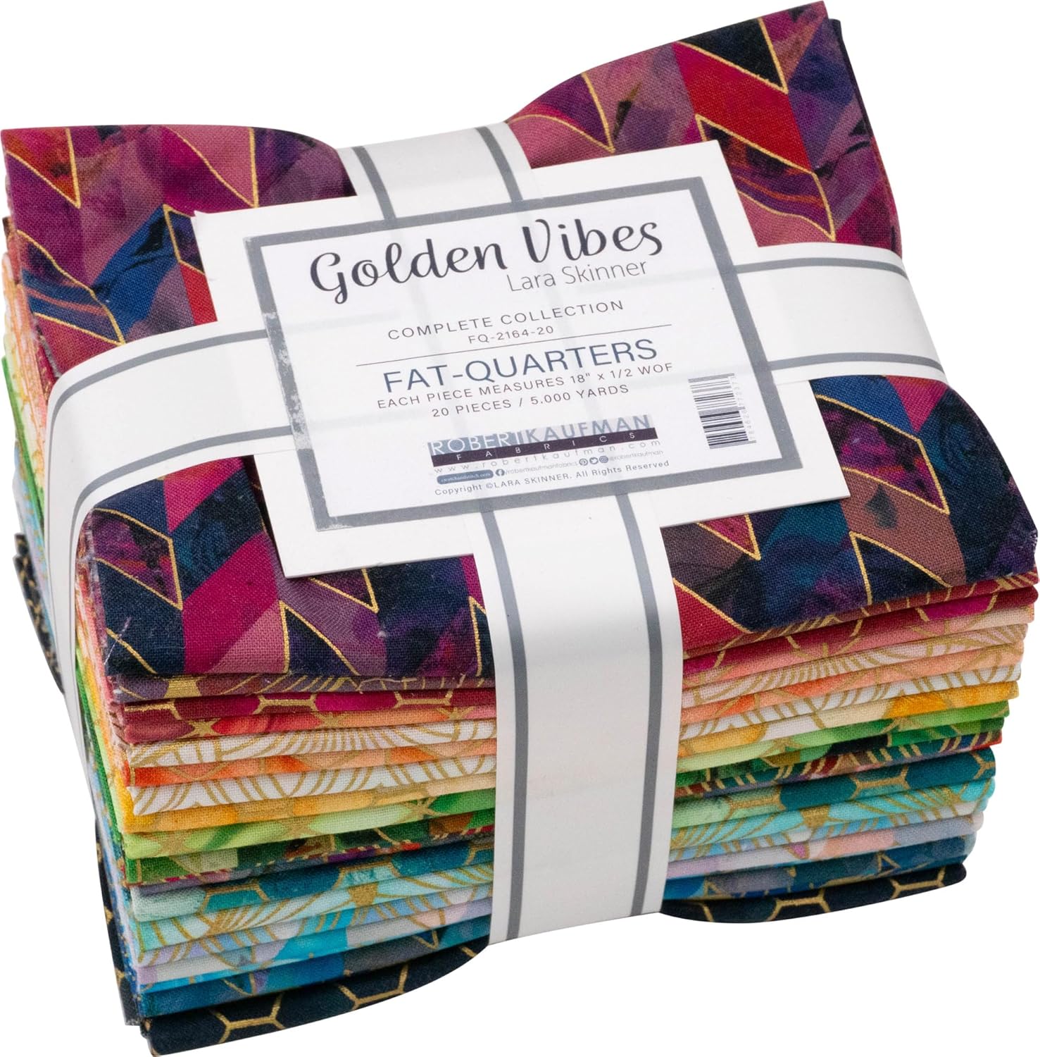 Golden Vibes | Fat Quarter Bundle with Gold Metallic by Lara Skinner for Robert Kaufman | 20 pcs