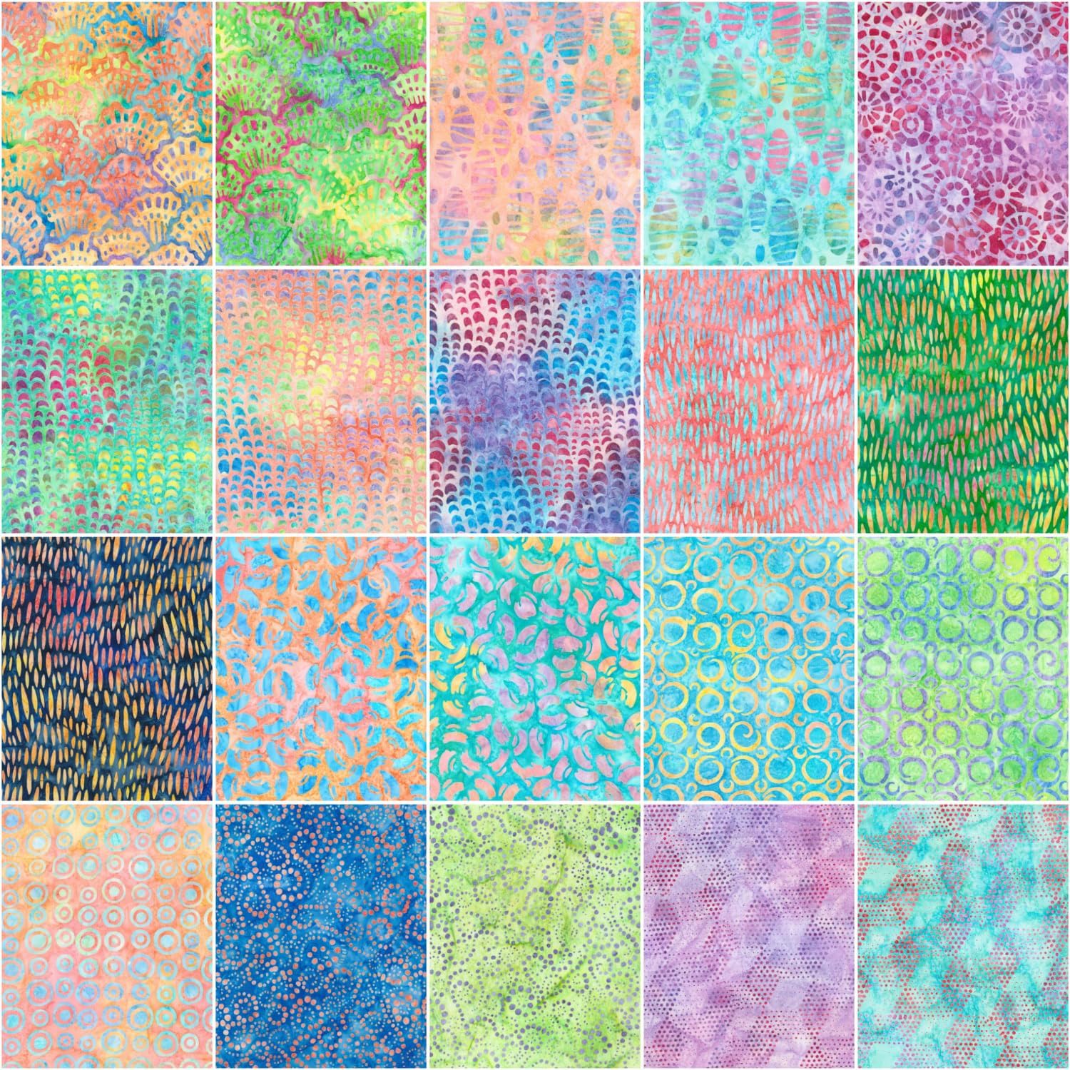 Tutti Frutti Artisan Batiks | 10" Square Pack by Lunn Studios for Robert Kaufman | 42 pcs