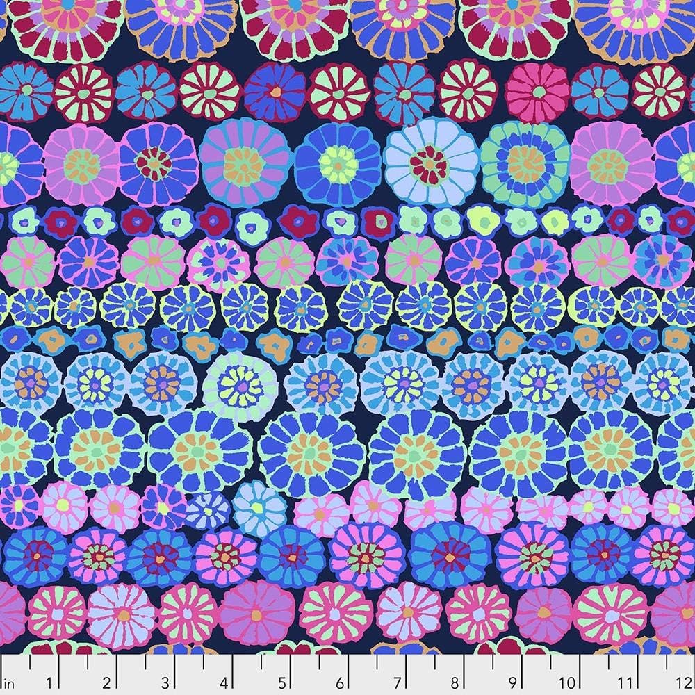 Stash - Row Flowers Blue from Kaffe Fassett Collective for Free Spirit