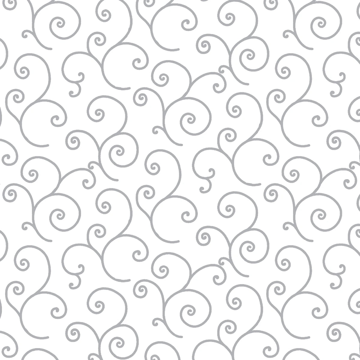 Kimberbell Basics | Gray on White Scroll by Maywood Studio | MAS8243-WK