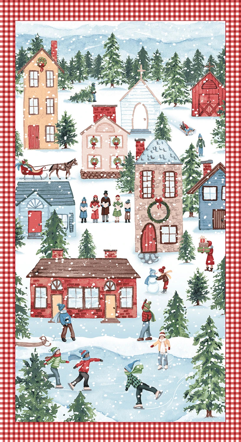 Christmas Village | White/Multi Christmas Village Panel by Rebecca Canale for Studio E | 8314PS-08