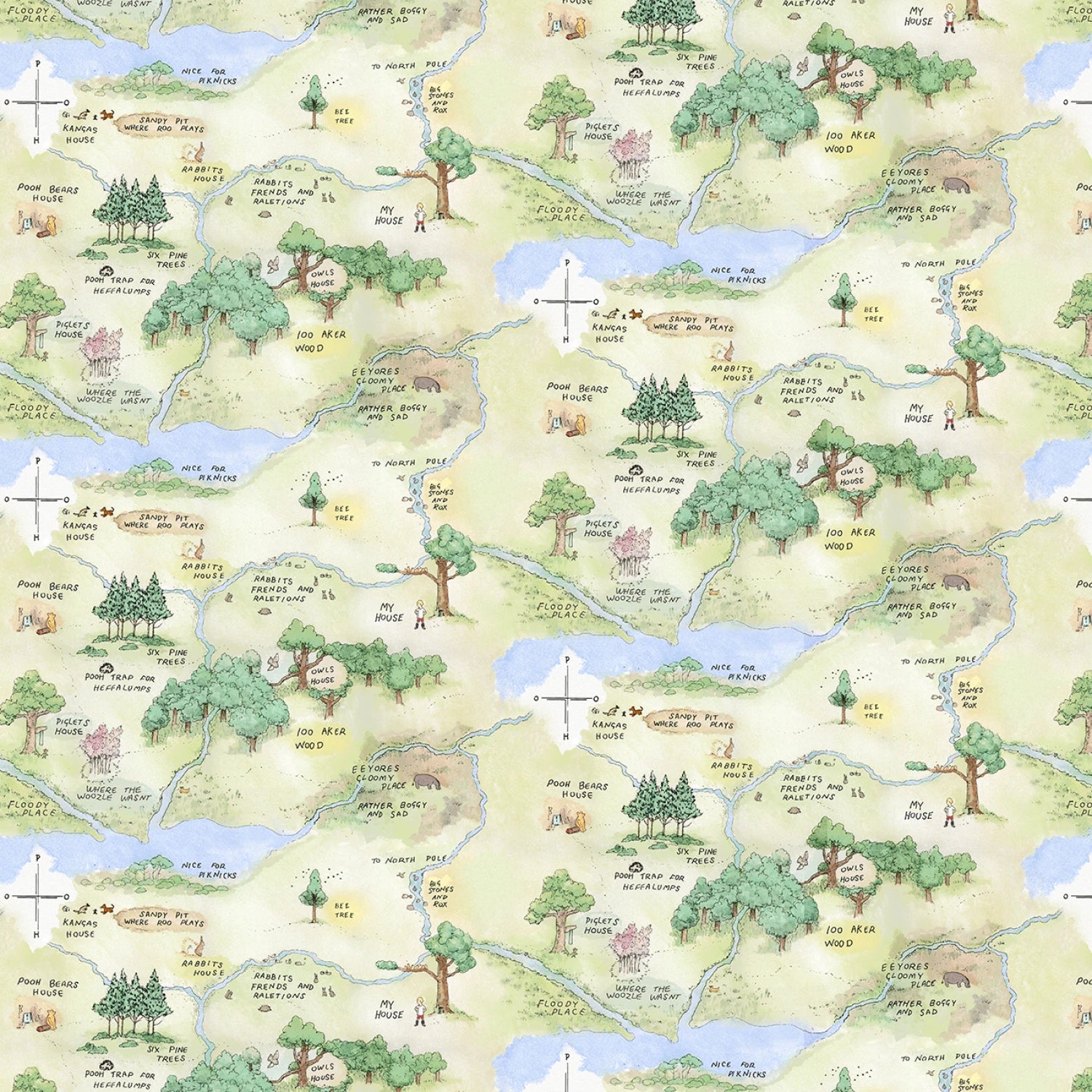 Classic Winnie | Light Green Map by W.A. Dodge for Studio E | 8715-60