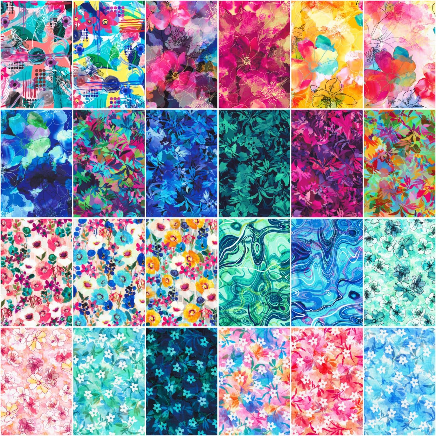 Artful Blooms | 10" Square Pack by Studio RK for Robert Kaufman | 42 pcs