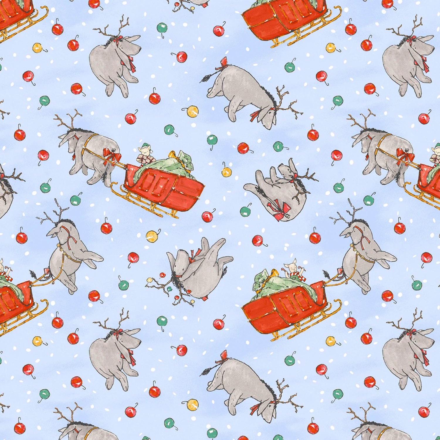 Christmas at Pooh Corner | Reindonkeys Light Blue by W.A. Dodge for Studio E | 9112-11