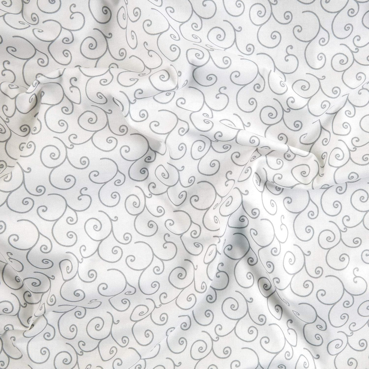 Kimberbell Basics | Gray on White Scroll by Maywood Studio | MAS8243-WK