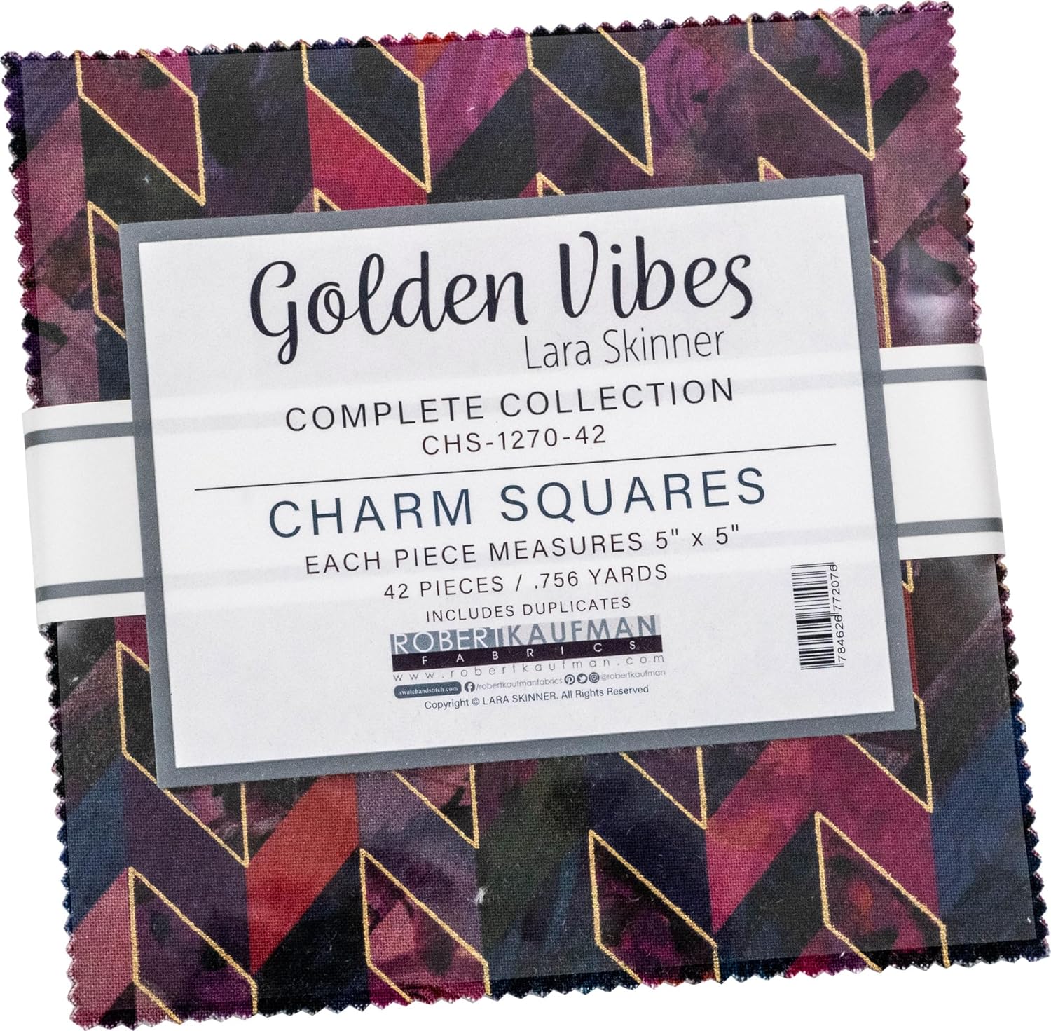 Golden Vibes | 5" Charm Pack with Gold Metallic by Lara Skinner for Robert Kaufman | 42 pcs