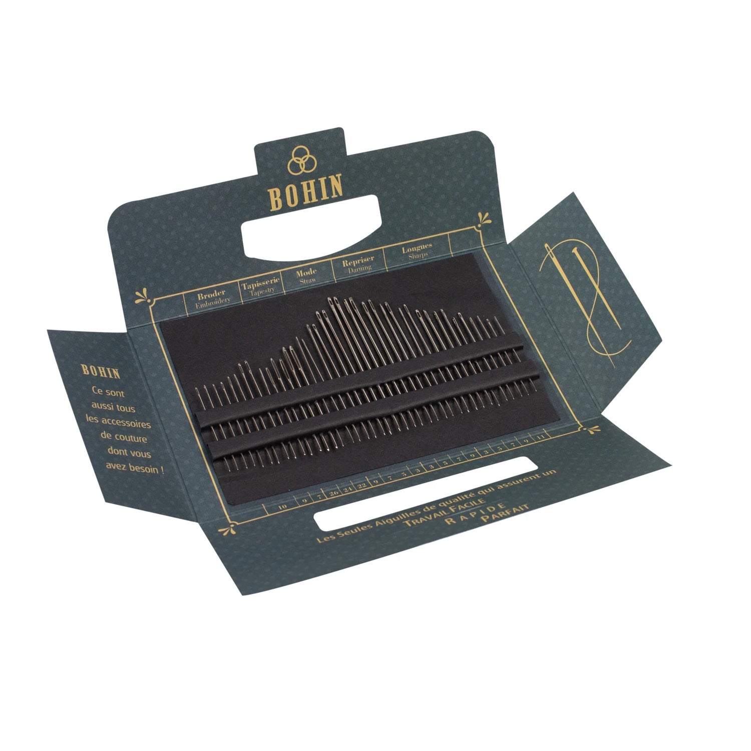 Bohin Needle Book – Blue Solange | 40 Assorted Hand Sewing Needles (1920s Edition)