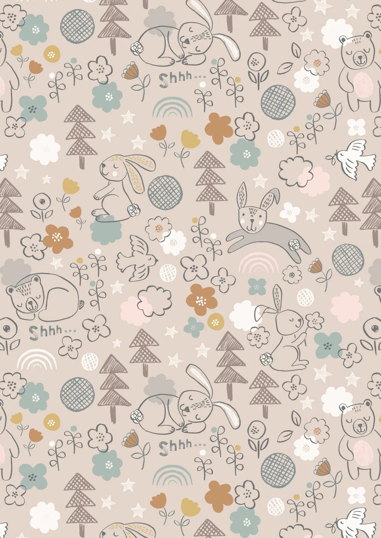 Bella Bunny & Bear | Bella & Bear on Natural by Lewis & Irene | A645.3