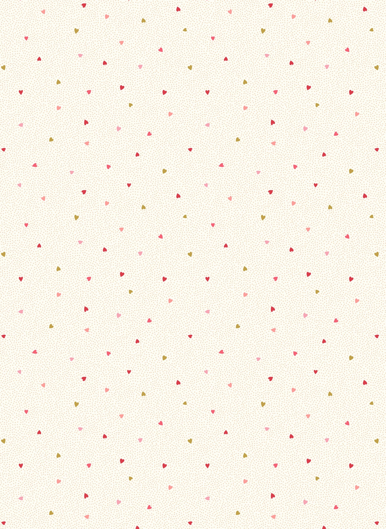 All We Need Is Love | Tiny Hearts on Cream with Gold Metallic by Lewis & Irene | A798.1