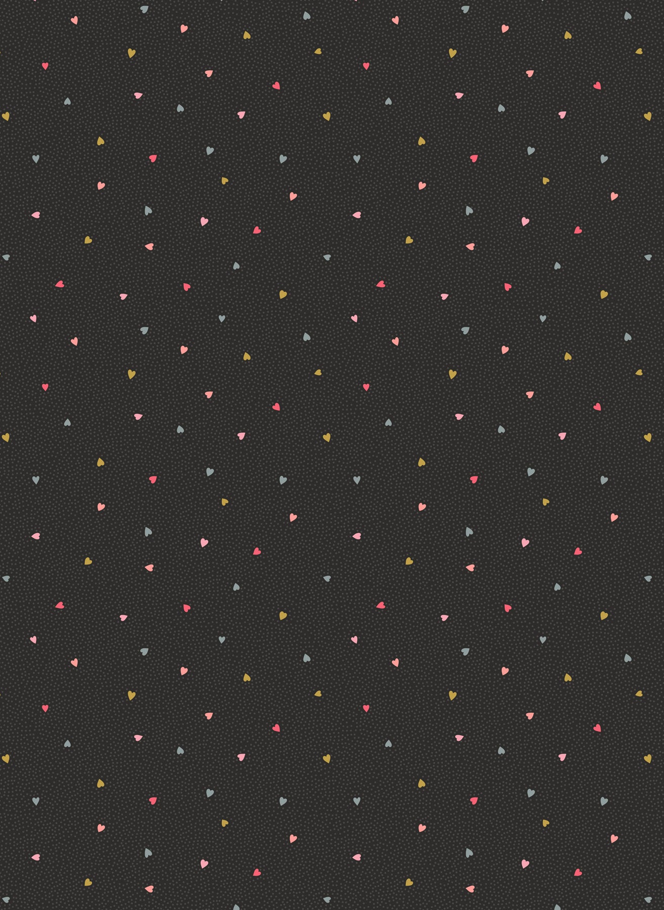All We Need Is Love | Tiny Hearts on Charcoal Grey with Gold Metallic by Lewis & Irene | A798.3