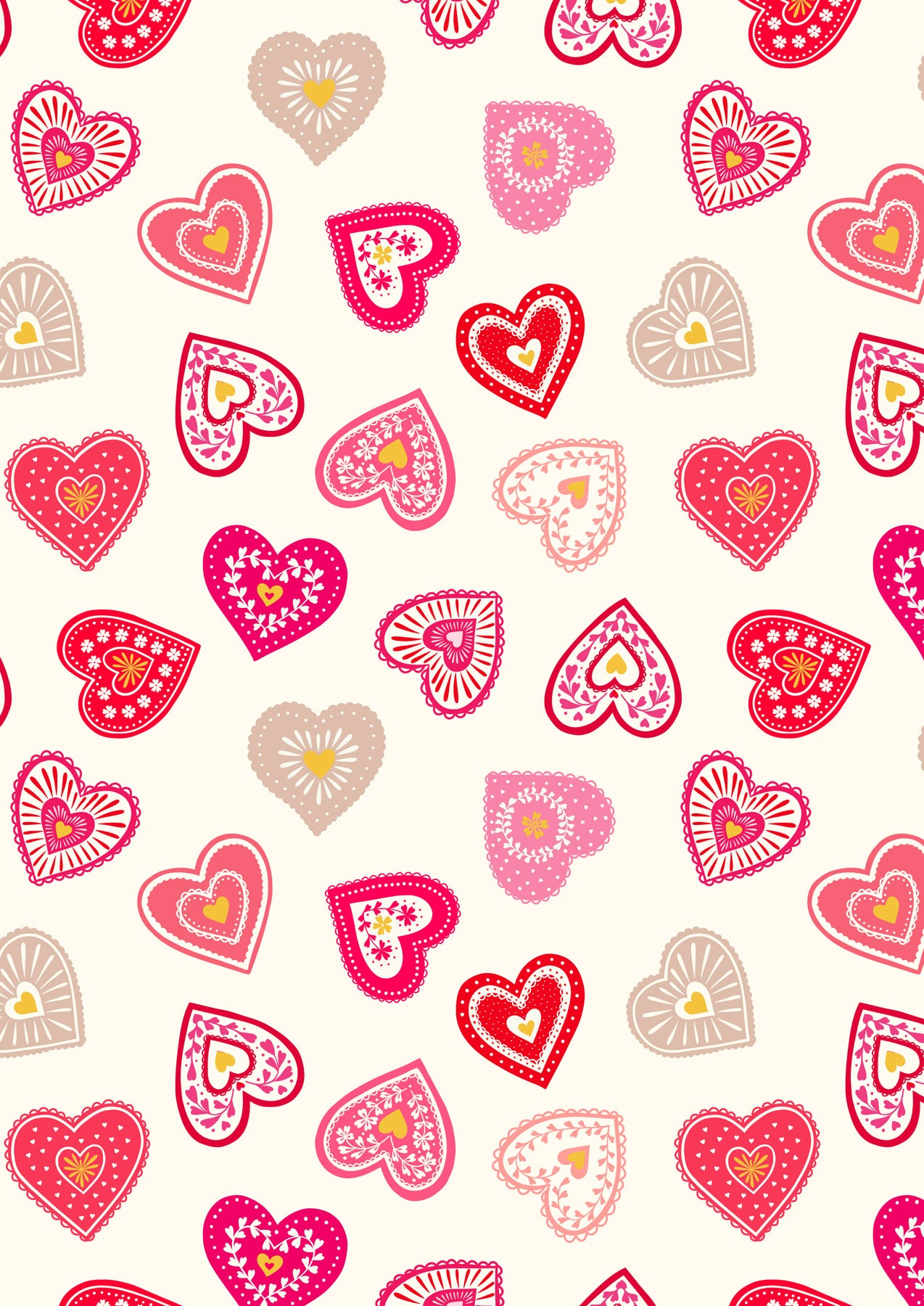 All We Need Is Love | Love Hearts on Cream with Gold Metallic by Lewis & Irene | A801.1