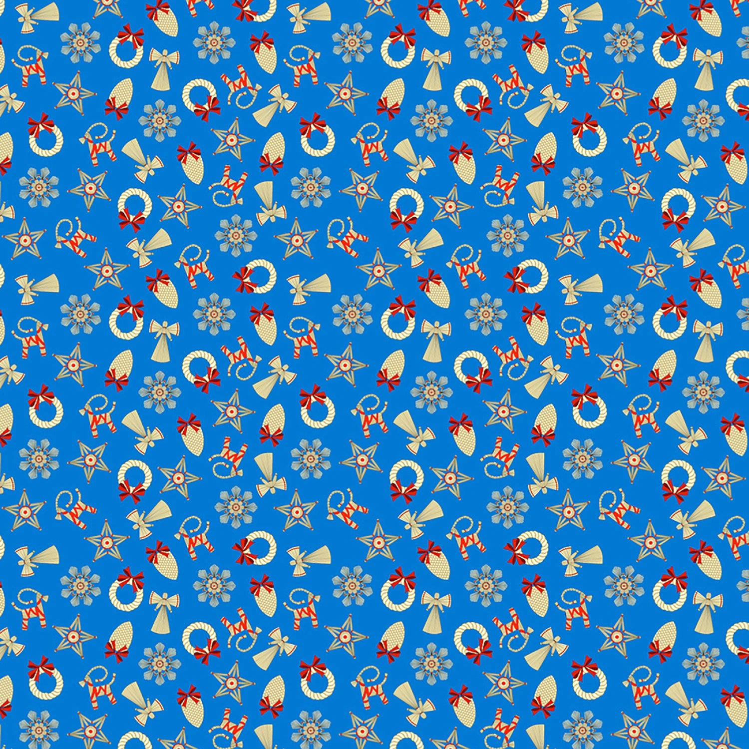 Norwegian Christmas | Straw Decorations Small on Blue by Arne & Carlos for Lewis & Irene | AC11C