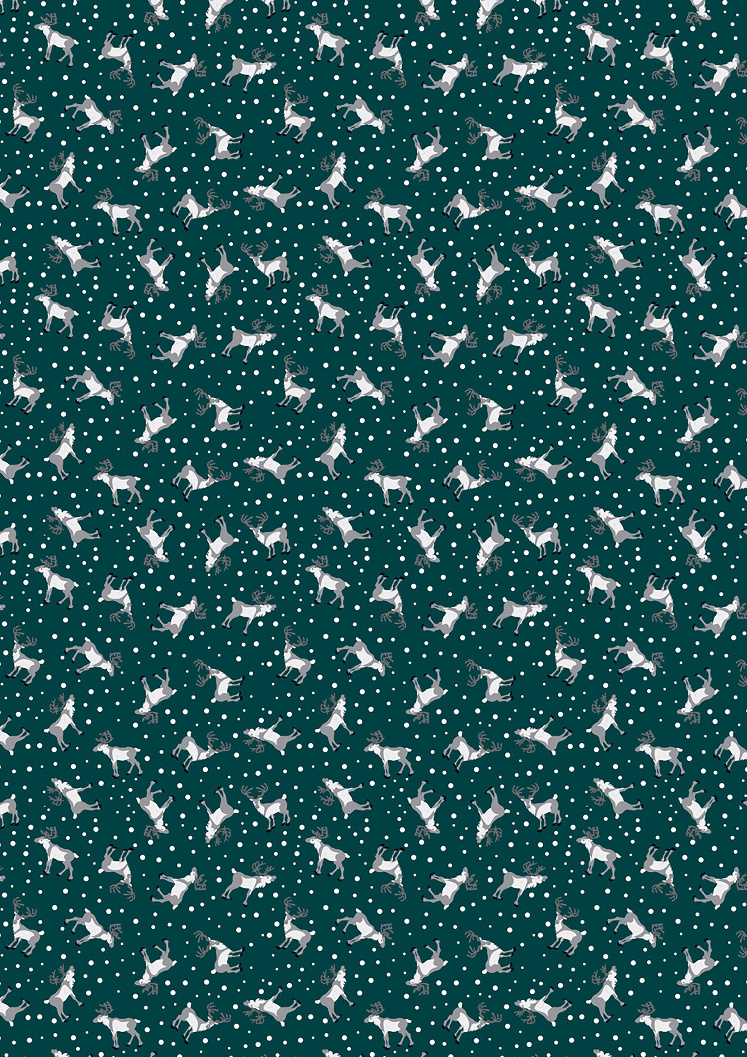 Norwegian Christmas | Reindeer on Green by Arne & Carlos for Lewis & Irene | AC12B