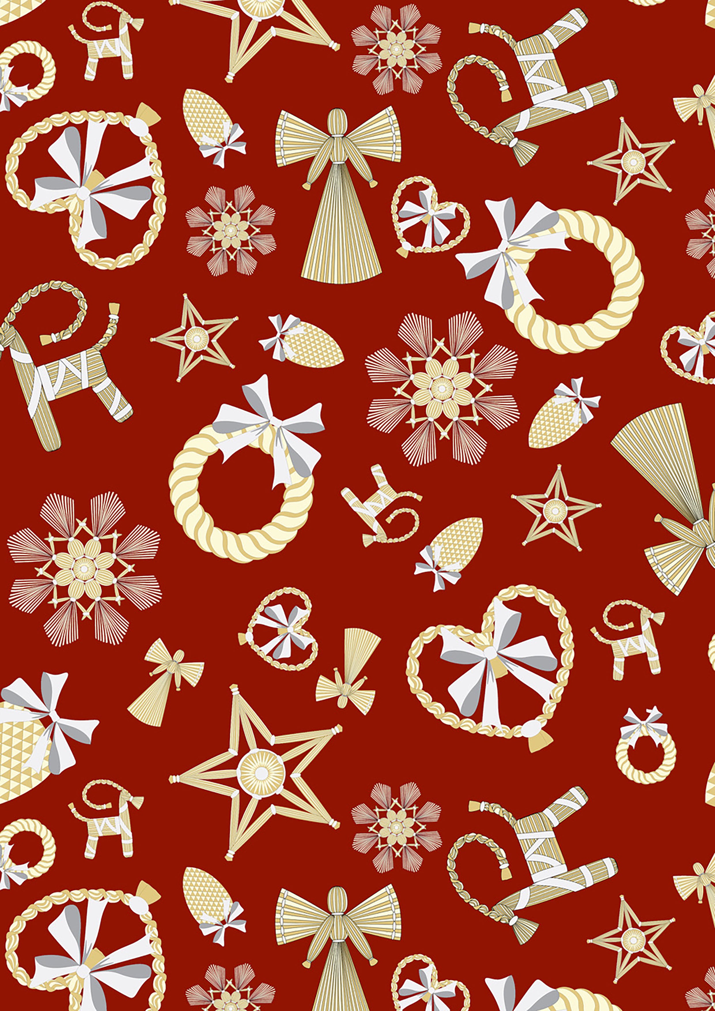 Norwegian Christmas | Star Decorations Large on Red by Arne & Carlos for Lewis & Irene | AC7A