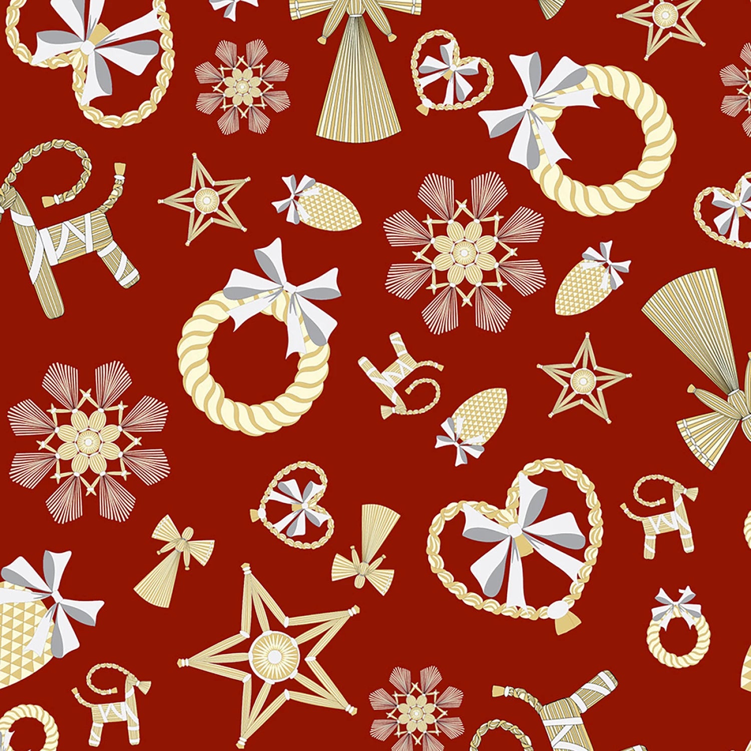 Norwegian Christmas | Star Decorations Large on Red by Arne & Carlos for Lewis & Irene | AC7A