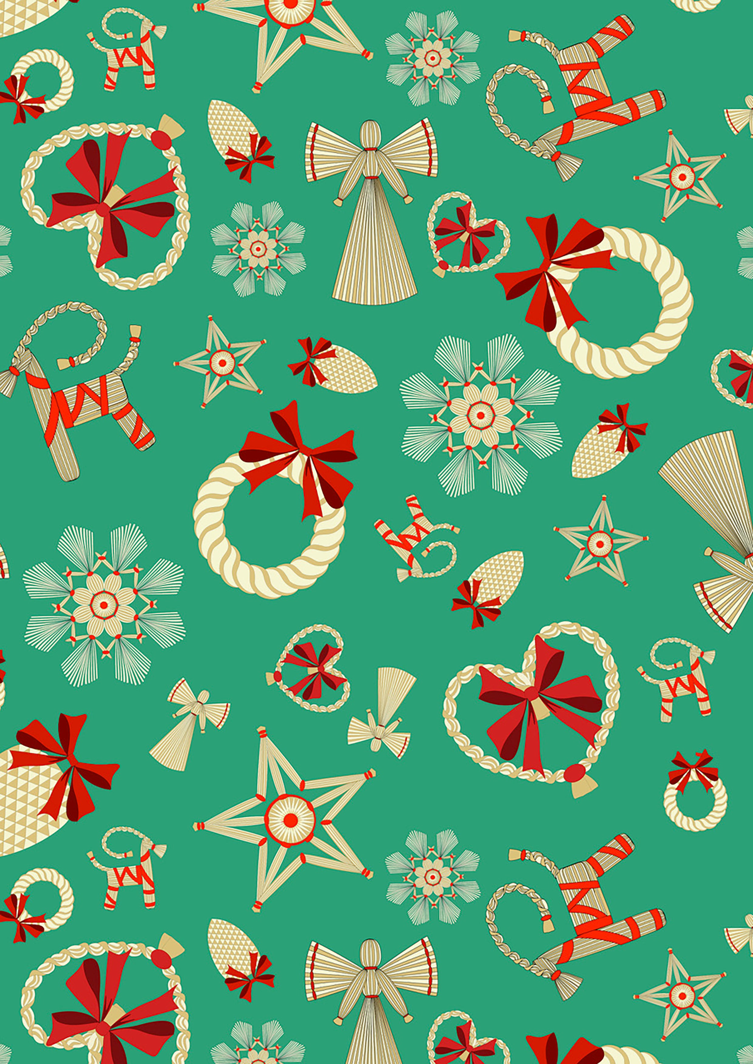 Norwegian Christmas | Star Decorations Large on Green by Arne & Carlos for Lewis & Irene | AC7B