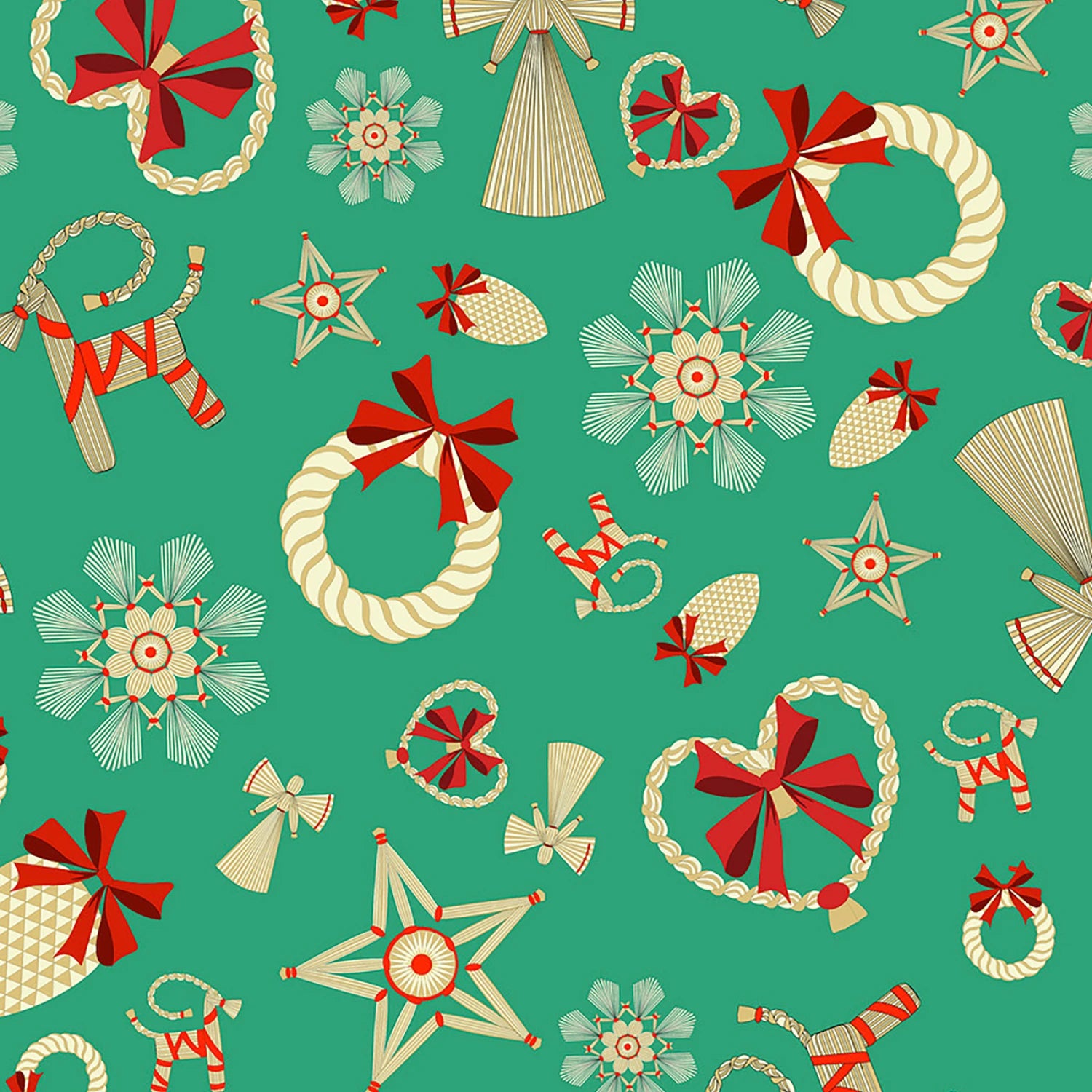 Norwegian Christmas | Star Decorations Large on Green by Arne & Carlos for Lewis & Irene | AC7B